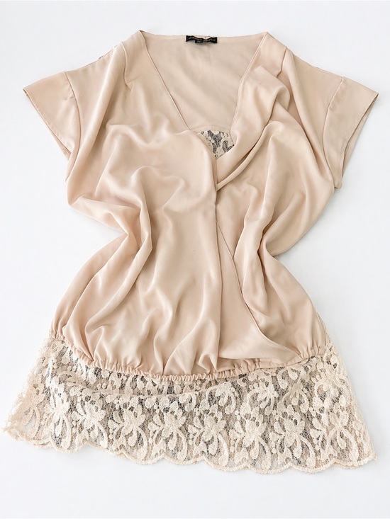 Alberto Makali Tops - Alberto Makali XS Ivory Lace Blouse Draped Top Y2K Sheer Hem